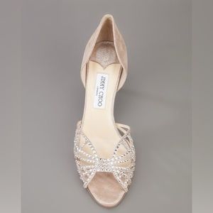 Jimmy Choo Dayton Shimmer Suede sandal with hotfix crystals - size 39.5